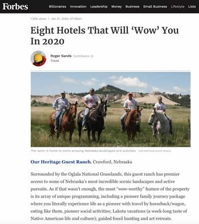 Our Heritage Guest Ranch featured in Forbes